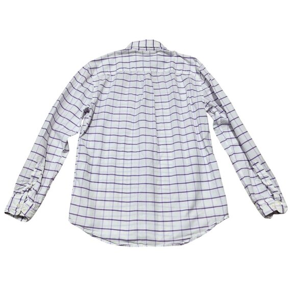 Johnnie-O‎ Mens Medium White & Purple Checkered Cotton Button-Down Shirt - Picture 3 of 7